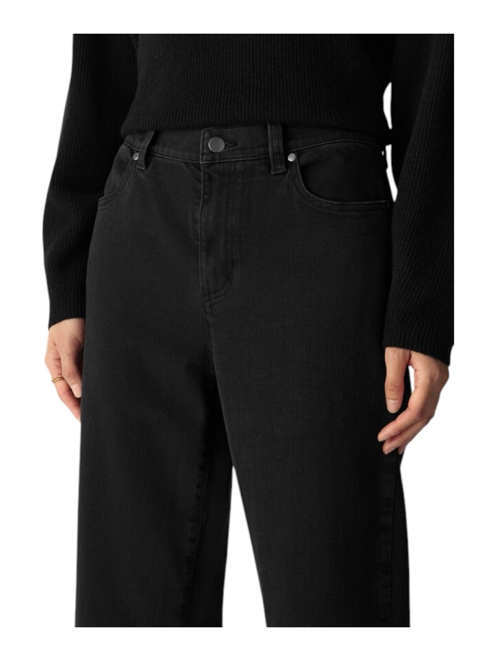Eileen Fisher Organic Cotton Black Straight-Leg High-Rise Pants